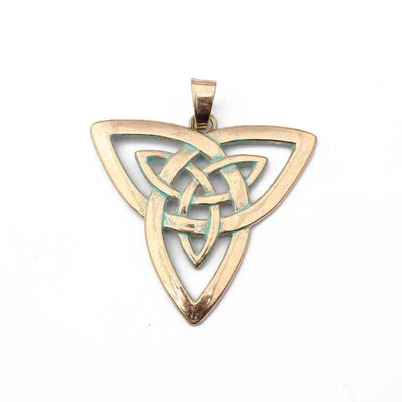 2pcs Huge Keltic Knot Triquetra Gold &amp Antique Breek Bronze / Verdigris Patina Charms Pendants Jewelry Findings 65x68mm | Украшения и