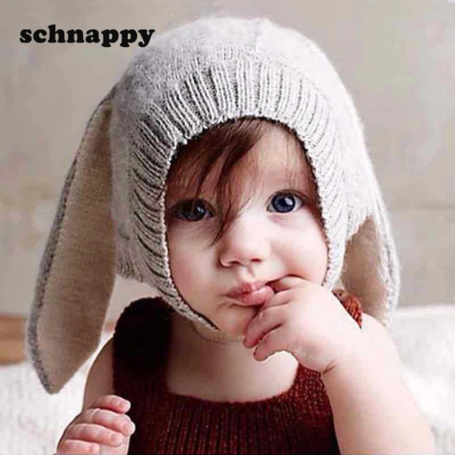 Cute Rabbit Ear Baby Hat Cap Knit Soft Baby Girl Boy Hat Winter Warm Kids Hat Beanie Bonnet Newborn Photography Props Muts 1