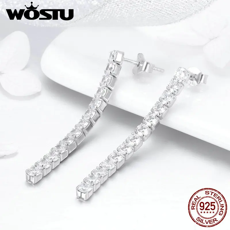 WOSTU Новое поступление 100% Стерлинговое Серебро 925 пробы блестящие серьги гвоздики