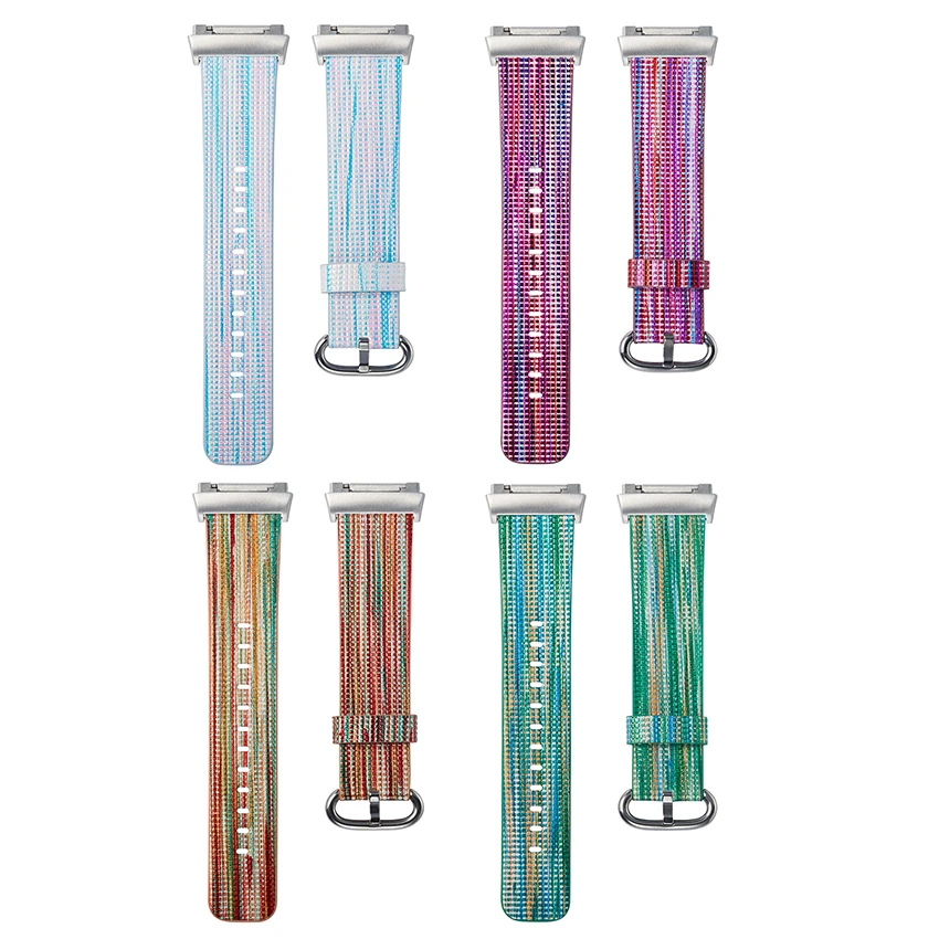 Умные аксессуары для Fitbit ионные ремешки кожаный Радужный ремешок сменные