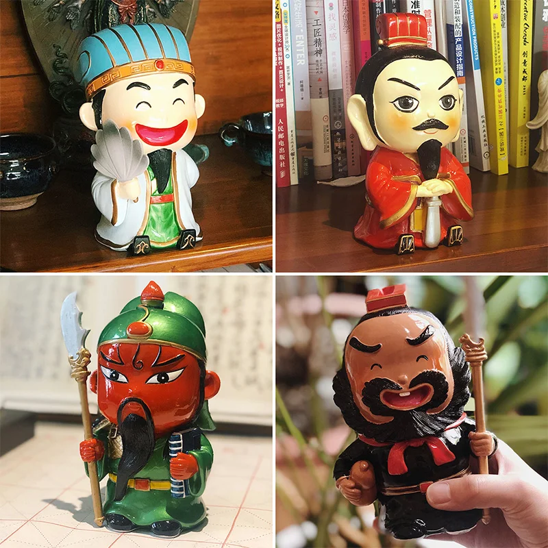 17 см Оригинальные фигурки трех царств монета копилка ZhugeLiang LiuBei Guan Yu полимерная