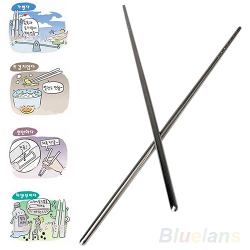 

Chinese Style Thread Stylish Chopsticks Japanese Non-slip Design Stainless Steel Chop Sticks Reusable Chopstick