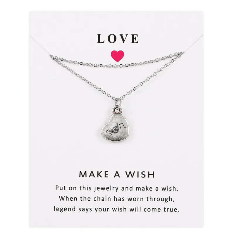 Модное ожерелье с кулоном для членов семьи надписью Wish Card семейного сбора