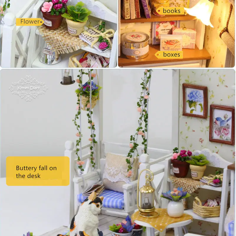 WINCO DIY Doll House Furniture Miniature Dust Cover 3D Wooden Miniaturas Dollhouse Hand Assemble Toys for Children Birthday Gift | Игрушки и