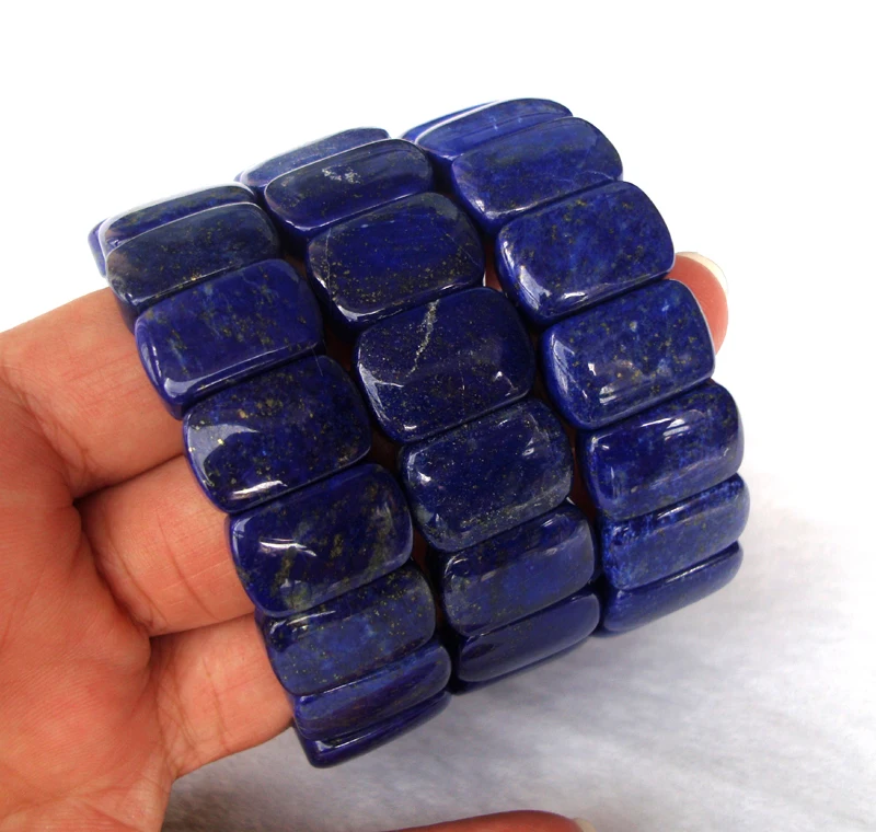 Браслет с овальными бусинами из натурального Lapis Lazuli женские Украшения