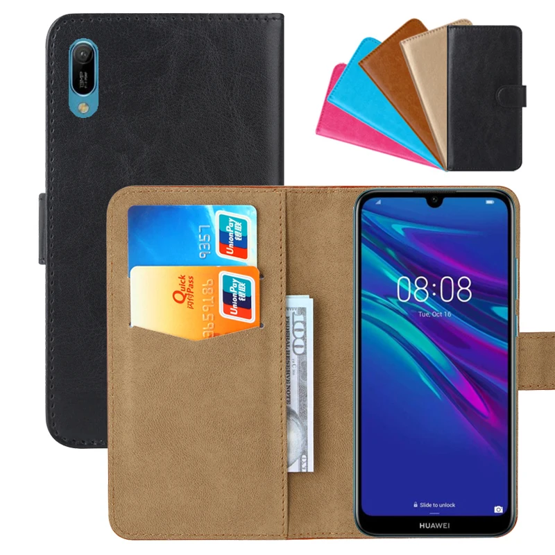 

Luxury Wallet Case For Huawei Y6 Pro 2019 PU Leather Retro Flip Cover Magnetic Fashion Cases Strap