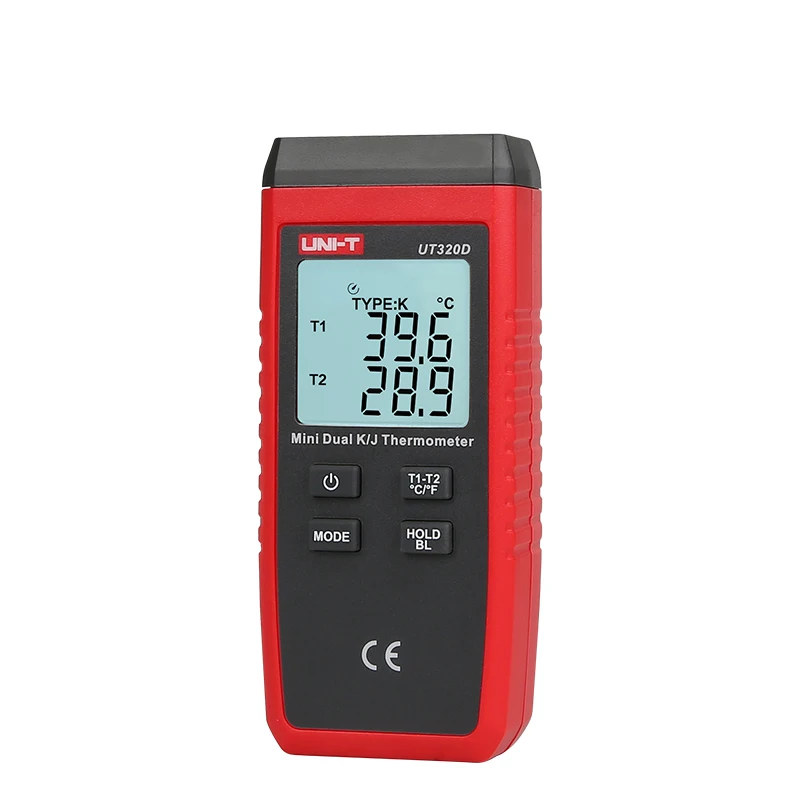 Мини термометр UNI T UT320D двухканальный щуп термопары K /J с датчиком температуры