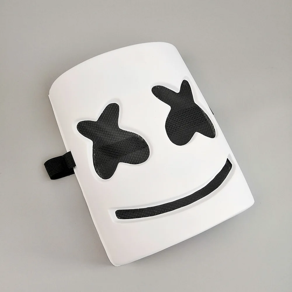DJ Marshmello Cos пластиковая маска для Хэллоуина, головной убор для взрослых, аксессуары для косплея, белые черные глаза, горячая Распродажа, dj Косплей