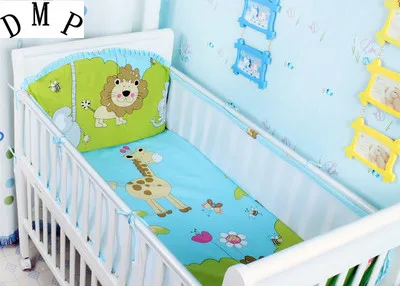 

Promotion! 5PCS Mesh Lion Baby Bedding Set Cot Bumper Set Crib Bedding Set for Girls Boys bedclothes ,(4bumpers+sheet)
