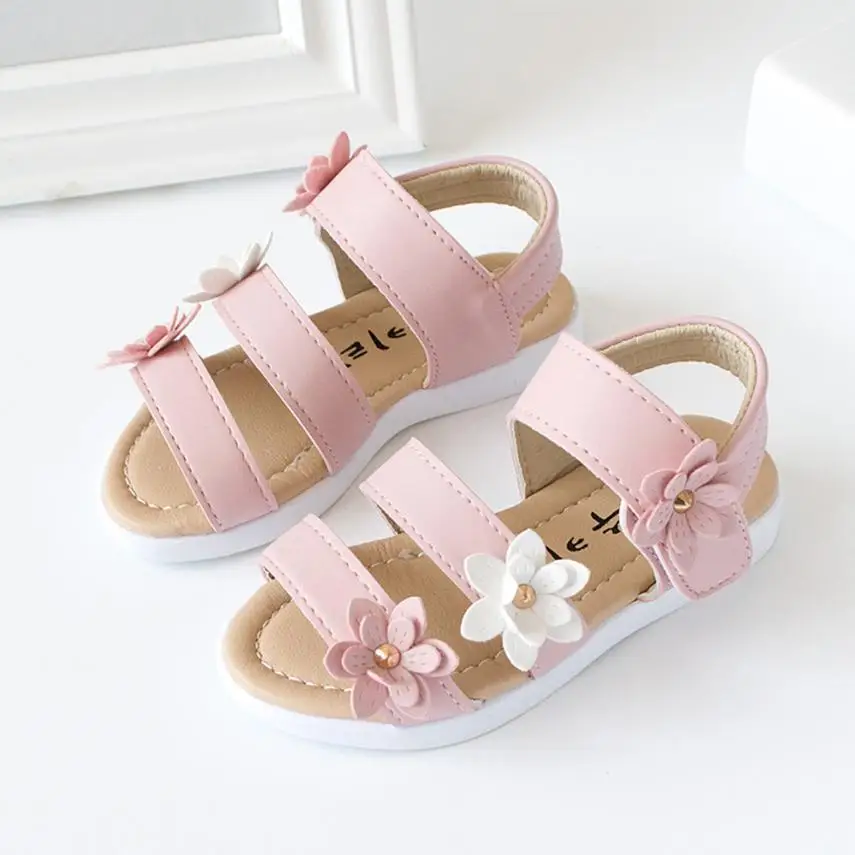 

Sandals Summer Kids Children Sandals Fashion Big Flower Girls Flat Pricness Shoes 0509