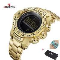 hot top brand mizums mens watch double movement waterproof quartz sports steel watch quartz wristwatches gold watch gift
