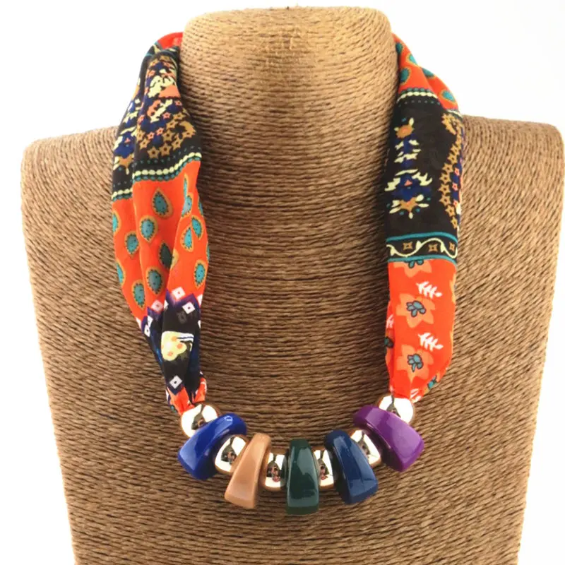 Женский шейный платок с бусинами из смолы|scarf necklace|new designresin necklace |