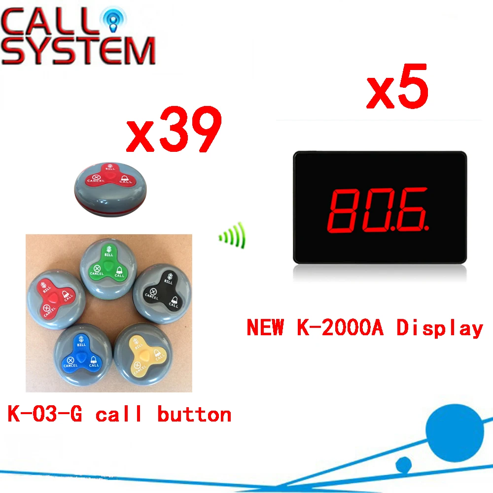 

Wireless Service Calling System Nice Fashion Good Design For Restaurant With 433.92MHZ(5 display+39 call button)