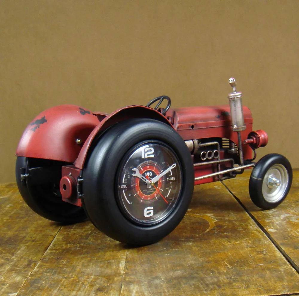 Металлические настольные часы ручной работы с рисунком трактор для украшения