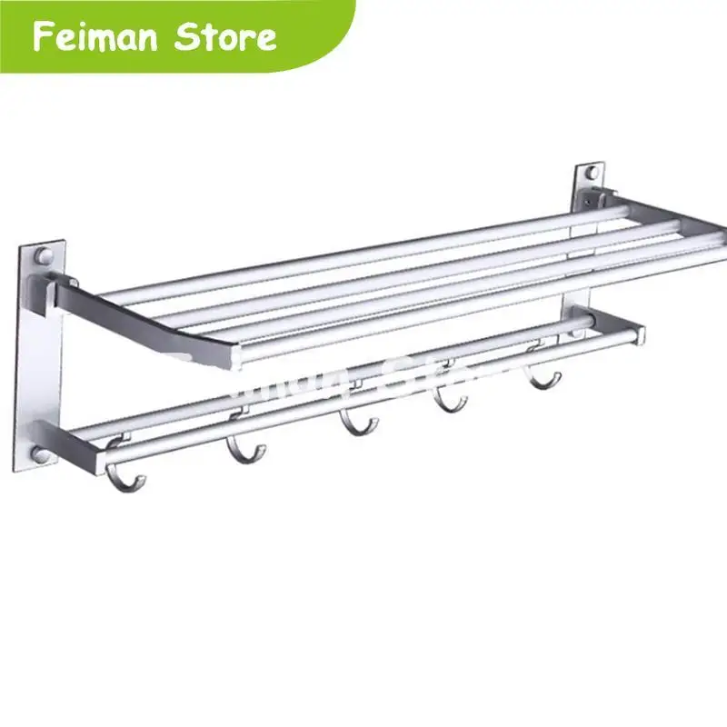 40 см алюминий Etagere De Douche Мураль Porte servette/Manteau Salle Bain En Inox Serviteur Avec 5 крючком|Полки и