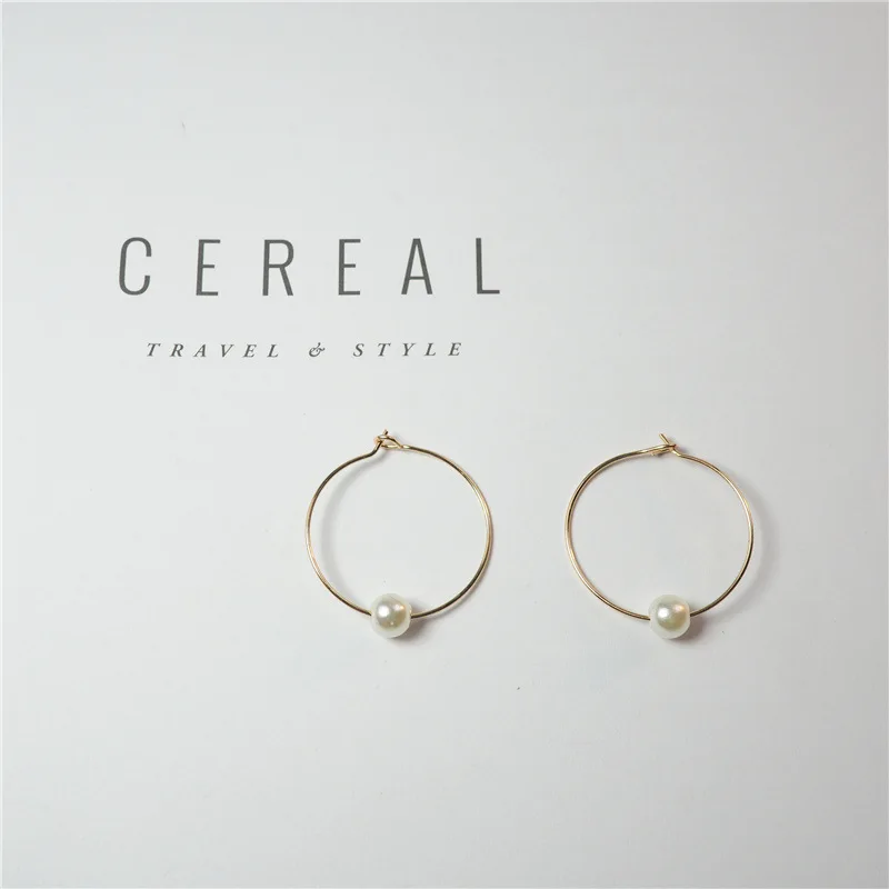 Женские корейские серьги-кольца минималистичные серьги из сплава с кристаллами