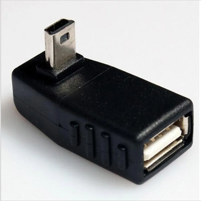 Мини-usb мужчина к USB Женский 90 градусов левый угол конвертер Разъем синхронизации данных OTG адаптер для автомобиля MP3 MP4 планшеты телефоны u-диск