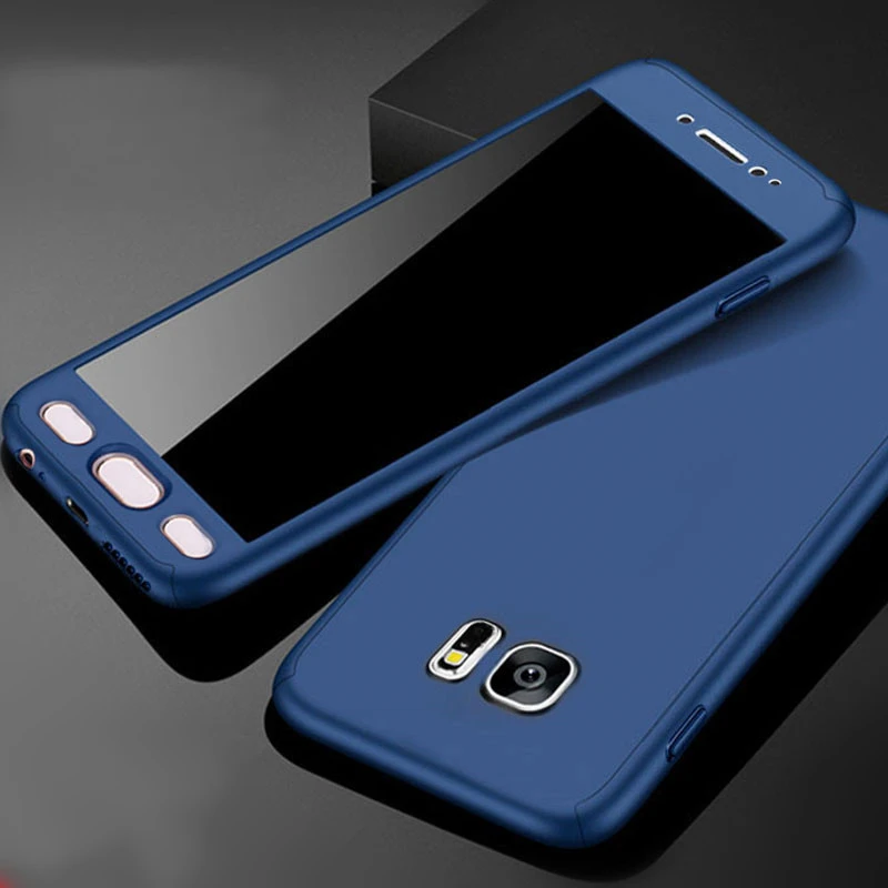Чехол для samsung Galaxy J3 J4 J5 J6 J7 J8 J310 J510 J710 J720 J320 J330 J530 J730 Prime Pro Plus 360 Защитная крышка - Цвет: Blue