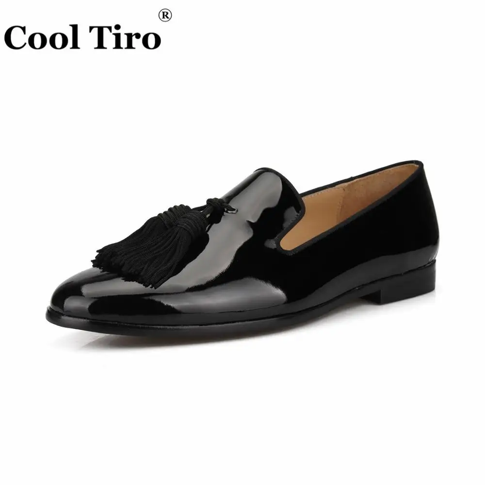 Cool Tiro Tassels Patent leather Loafers Men Moccasins Slippers Formal Wedding Men's Dress Shoes Round Toe Business Casual Flats | Обувь