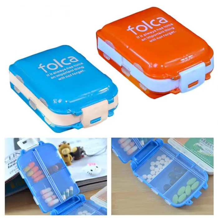 Складывая для витаминов и лекарств таблетки коробка для хранения косметических принадлежностей, Чехол Контейнер Коробка поставки RJ99