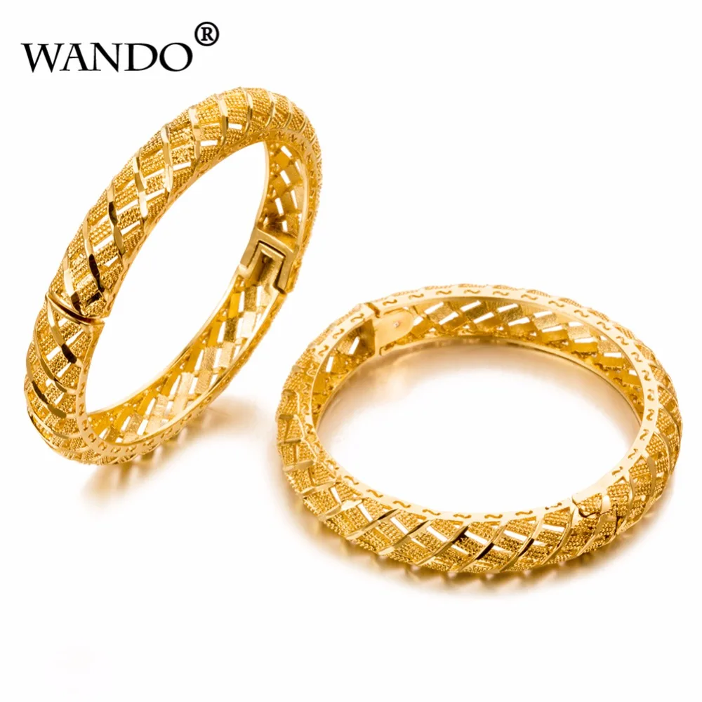 WANDO 2 шт./лот Дубай золотые браслеты для женщин 1 см широкие и B16|Браслеты| |