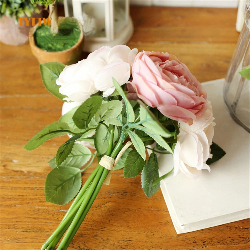 Искусственные шелковые розы цвета шампанского 5 головок/шт.|silk roses|silk flowersflowers