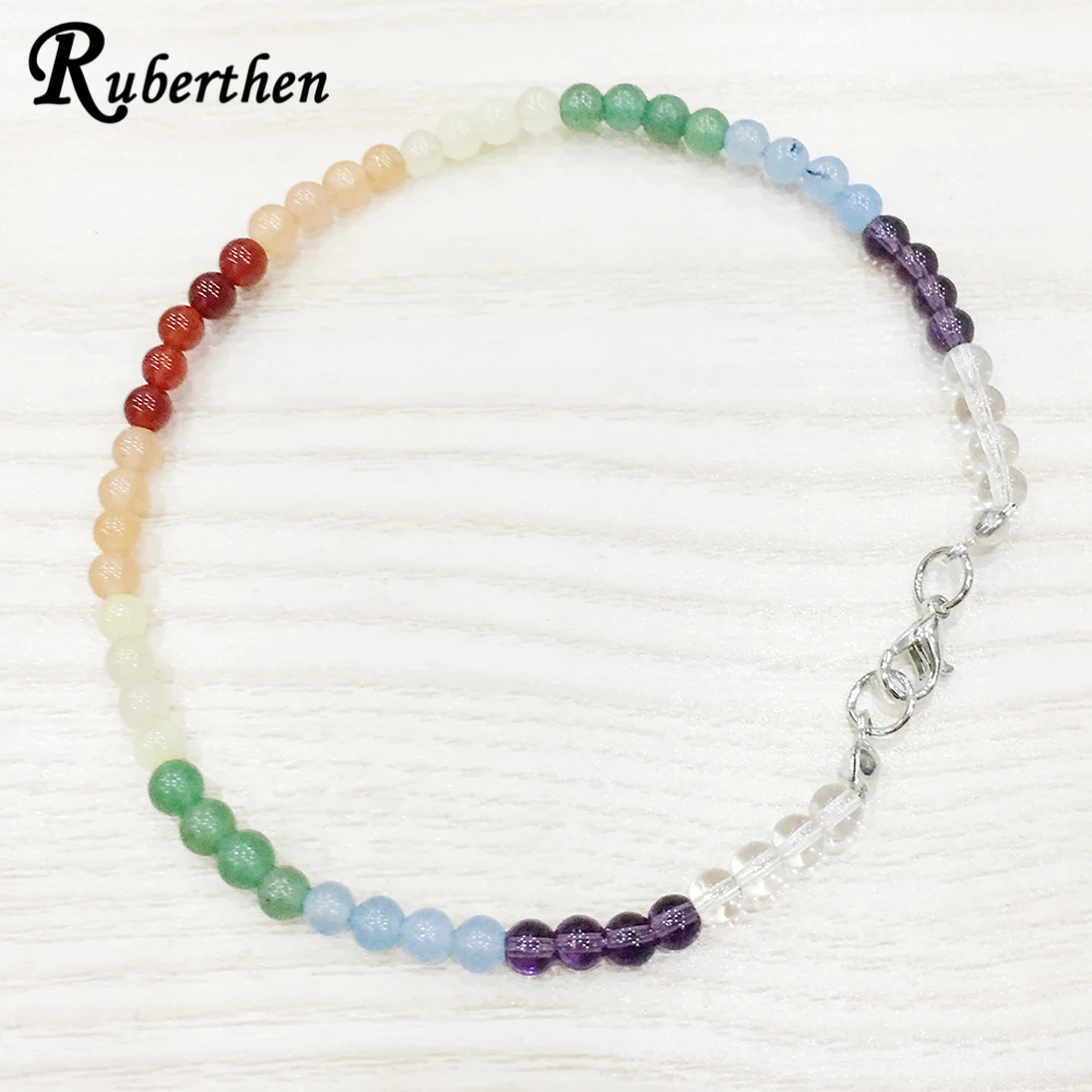 Браслет на ногу Ruberthen из натурального камня диаметром 4 мм 7 дюймов|Плетеные