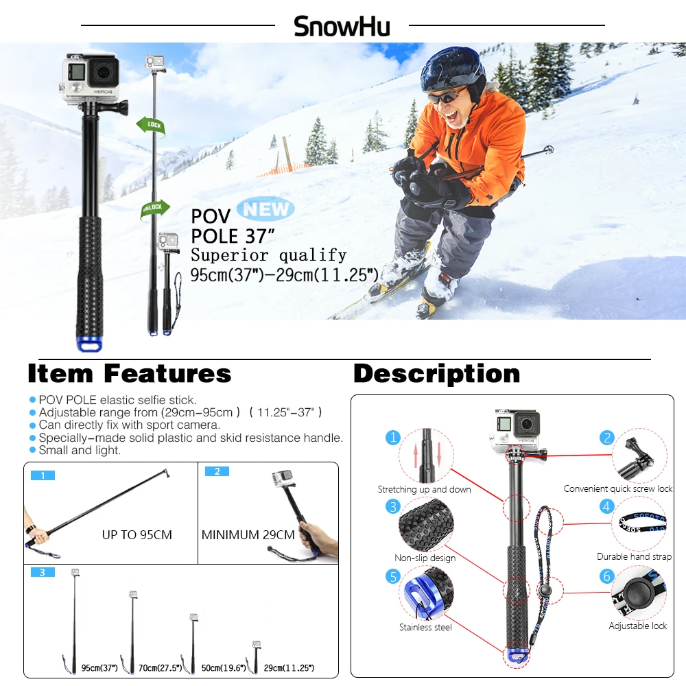 Купить SnowHu для Yi 4k набор аксессуаров 45 м Дайвинг Спорт водонепроницаемый корпус монопод крепление для Yi 4K 4k + Lite Экшн-камера GS27