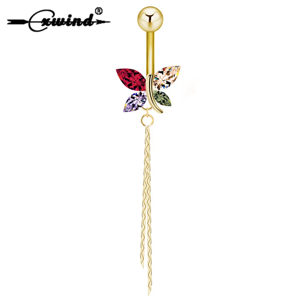 Cxwind модное разноцветное кольцо-колокольчик бабочка из нержавеющей стали пирсинг