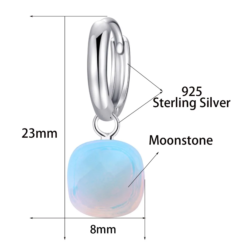 Серьги подвески из серебра 925 пробы с натуральным лунным камнем|earrings for|earrings for