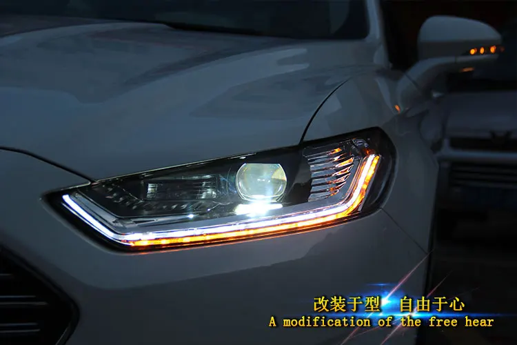 Автомобильный Стайлинг светодиодный головной фонарь для Ford Mondeo Fusion светодиодный фары 2012- сигнальный светодиодный drl H7 hid Биксеноновые линзы ближнего света