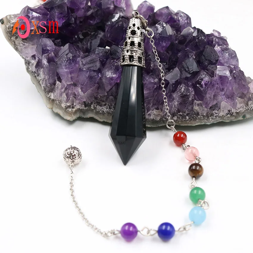 Xinshangmie натуральные черные Агаты маятник Dowsing шестиугольная Призма Пирамида