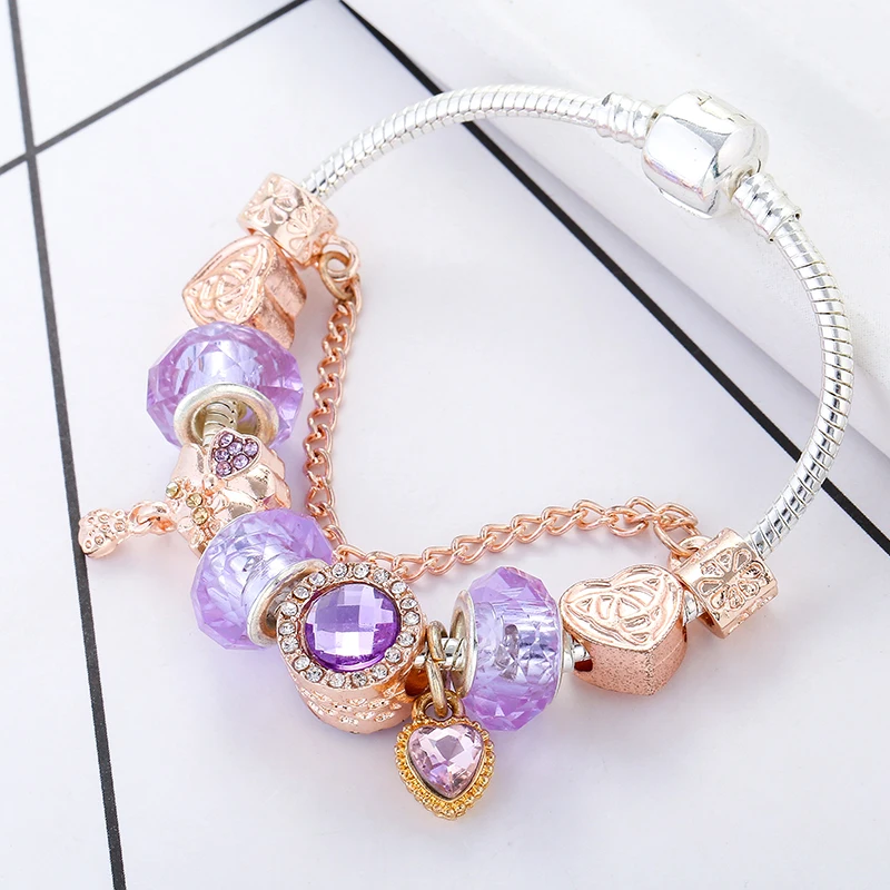 Новый ttwo-цвет розовое золото DIY Шарм браслет с Beart-shaped кулон Deads бренд braceletjewelry для