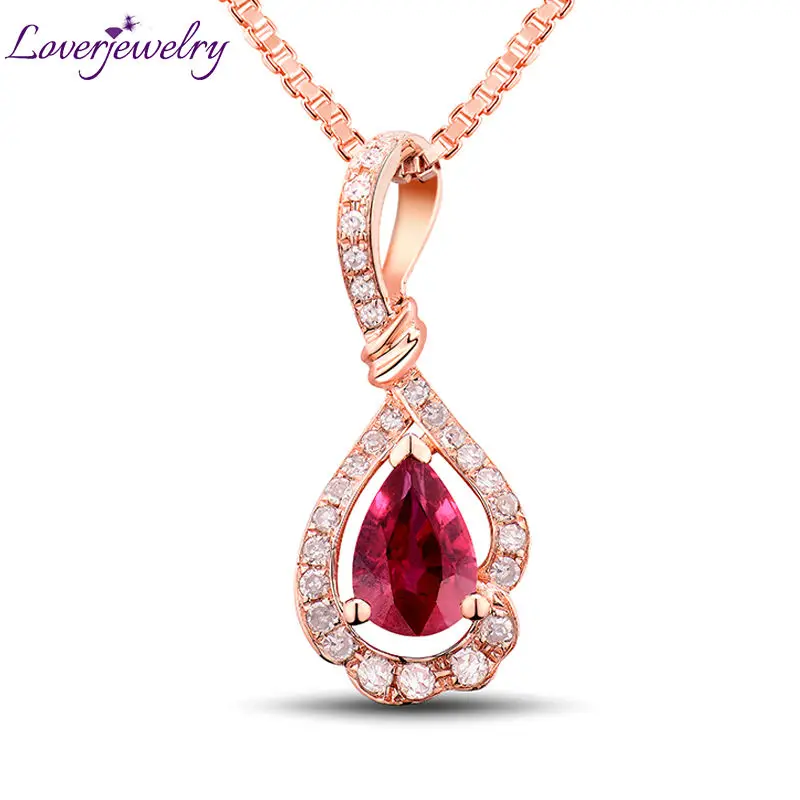 LOVERJEWELRY 2020 новейшая женская подвеска груша Рубин 5x7 мм 18Kt розовое золото бриллиант