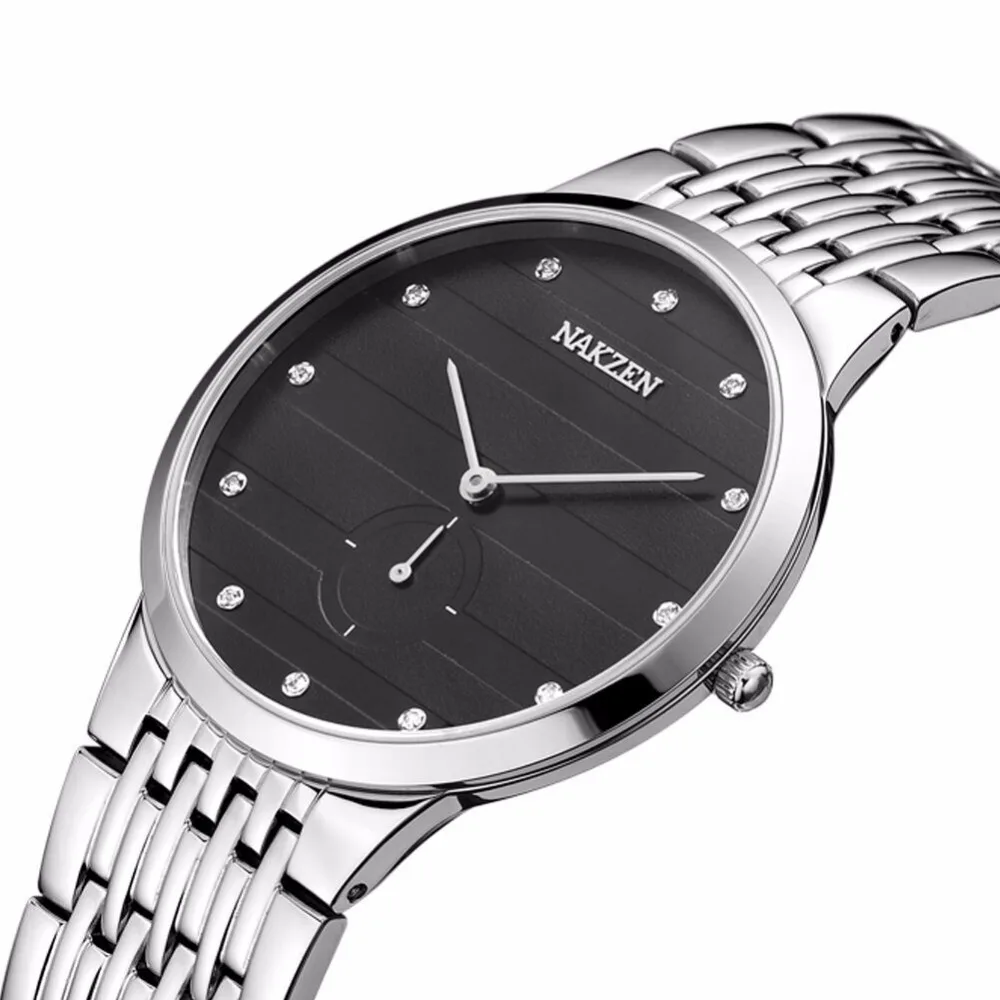 NAKZEN Diamond Мужские кварцевые часы люксовый бренд сапфировые мужские наручные из