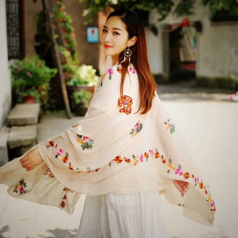 C Этническая Стиль Очаровательная шарфы с вышивкой в традиционном китайском