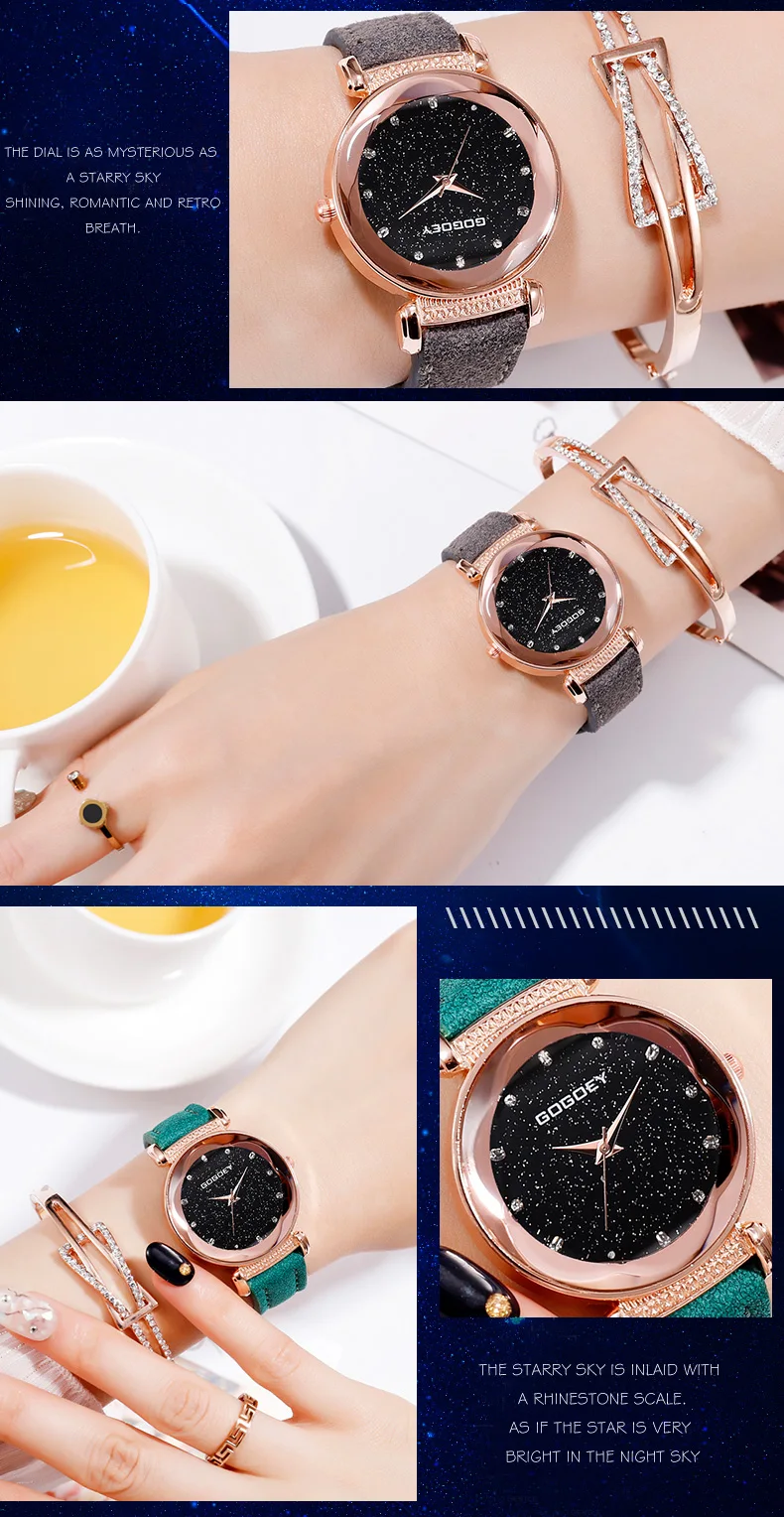 Gogoey Relojes Mujer Роскошные Брендовые женские часы индивидуальность романтическое звездное небо наручные часы горный хрусталь Дизайн Женские часы