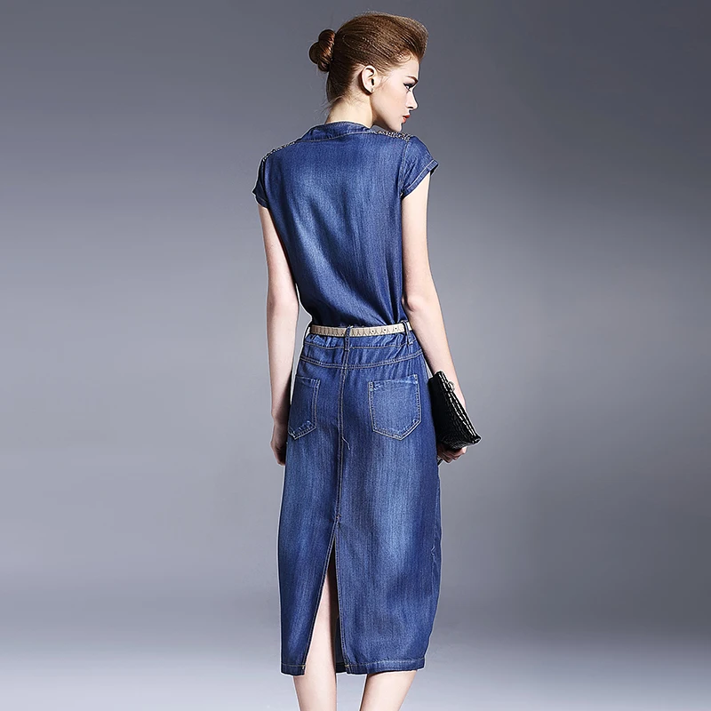 Северные ветры джинсовое платье-миди джинсы 2017 новые женские ковбойские с