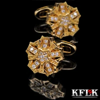 kflk jewelry shirt crystal cufflink for mens brand gold color fashion cuff link button high quality luxury wedding guests
