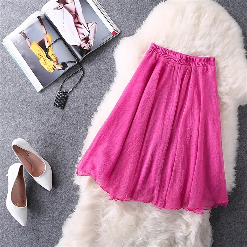 Новинка 2016 весенне-летние фатиновые юбки женские миди до колен с высокой талией