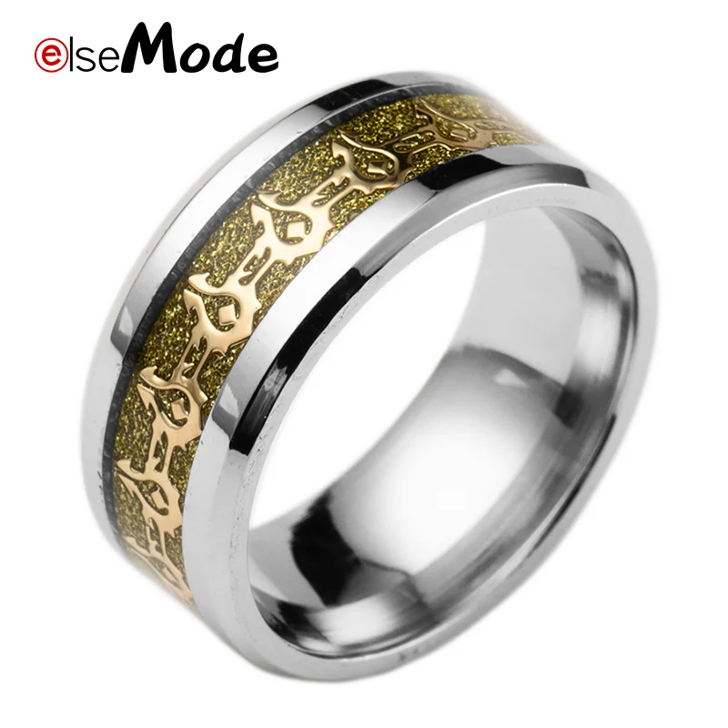 ELSEMODE Fashion World of Warcraft для horde 316L игровые кольца из нержавеющей стали шириной 8 мм для мужчин и женщин Прямая - Цвет основного камня: Золотой