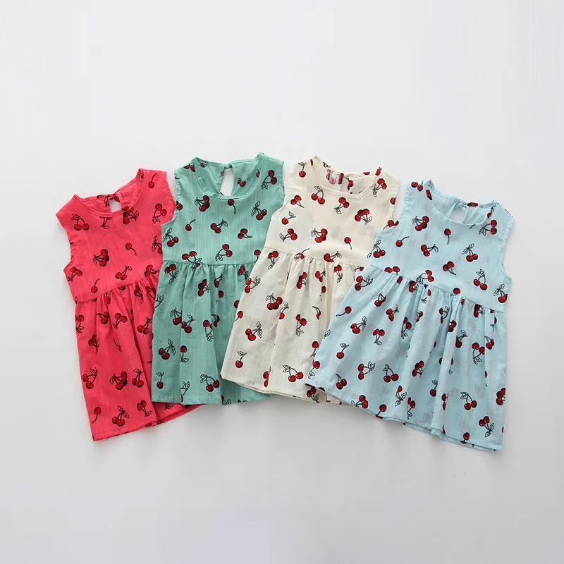 Новинка весенне-летнее платье для девочек из хлопка и конопли товары без рукавов