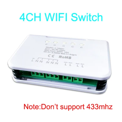 4CH WIFI Switch Loveanna 4CH 4 банда Wifi светильник смарт-переключатель, 4 канала электронный переключатель управление приложением, работает с Alexa Google Home VS SONOFF 4CH - Цвет: 4CH WIFI Switch