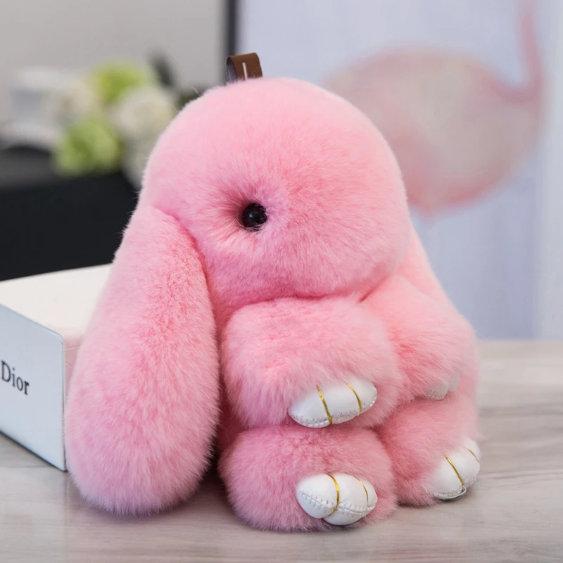 LINSOIR 2017 милый пушистый кролик брелок меховой помпон для женщин 14 см игрушка кукла