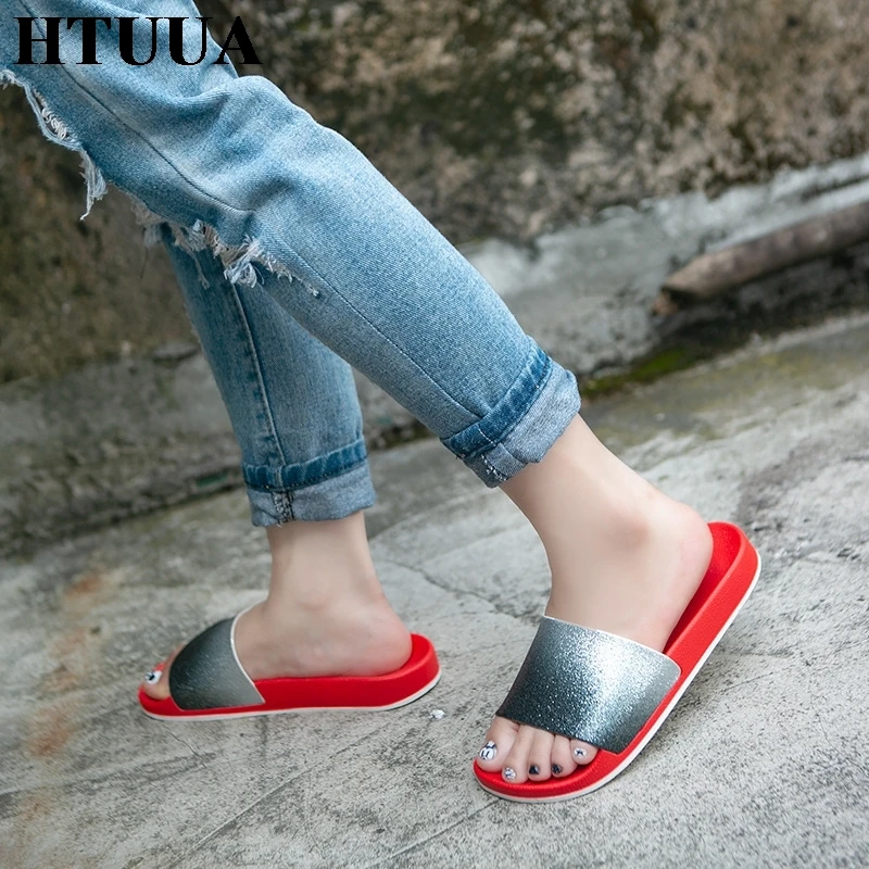 HTUUA/Модная Летняя обувь женские шлепанцы пляжные вьетнамки на плоской подошве