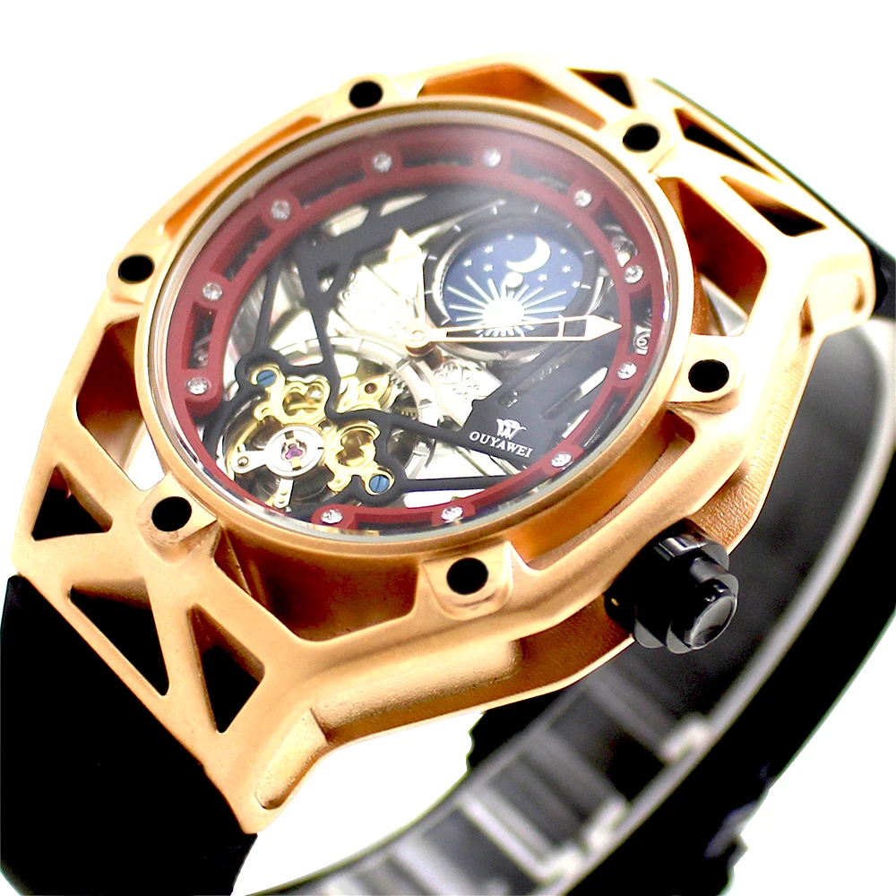 Top Brand Luxury Silicone Special Skeleton Tourbillon Watch Automatic Mechanical Sport Men Relogio Masculino OYW | Наручные часы