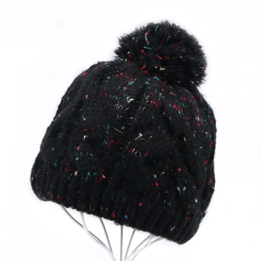 Для женщин утолщение вязать Skullies Шапки осень зима женский досуг шапочки шапки с