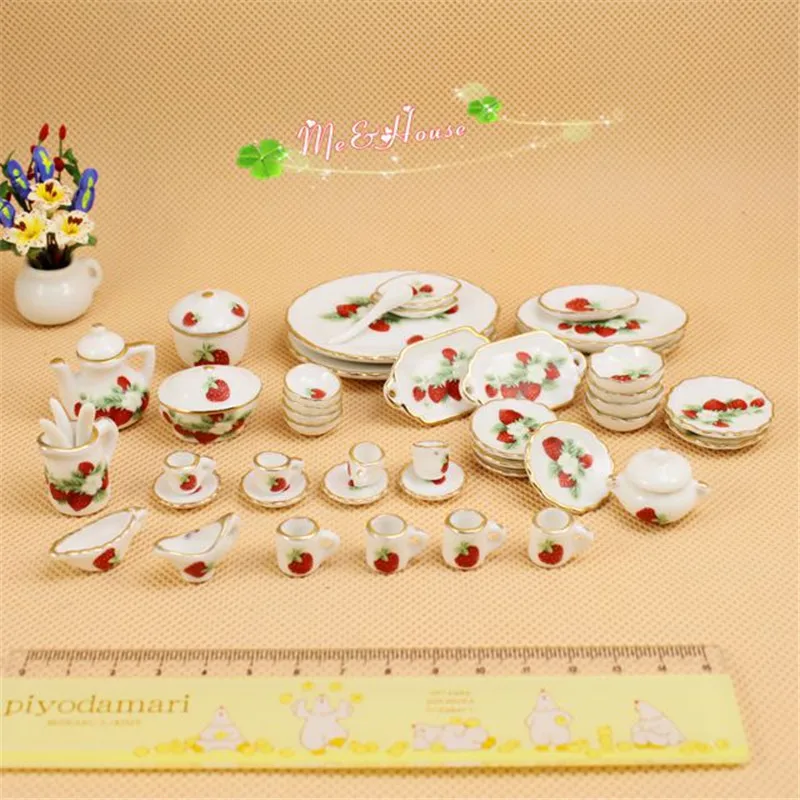 

1:12 Dollhouse miniature kitchen tableware ceramics dolls furniture toy mini tea sets cup house play toys for children girls