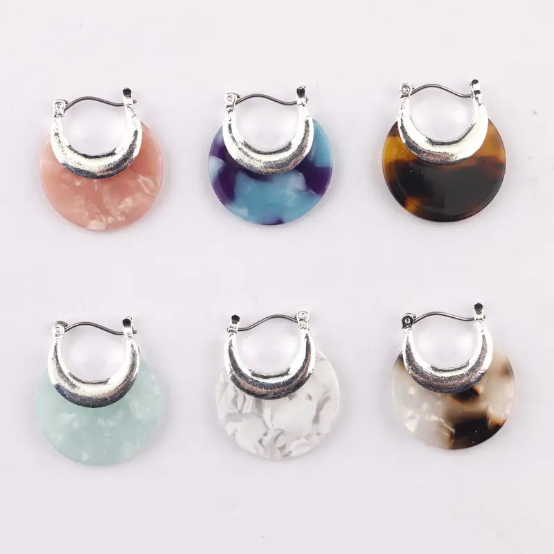 New Round Resin Acrylic Tortoise Shell Hoop Earrings For Women Girl Bohemian Geometric Leopard Statement Jewelry | Украшения и