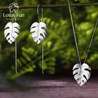Lotus Fun реальные 925 пробы серебро ручной работы Fine Jewelry Творческий монстеры листья Дизайн комплект ювелирных изделий для Для женщин Bijoux
